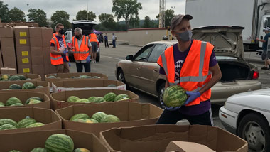 Hollywood Dayton employees volunteering at The Foodbank, Inc. in Dayton, OH