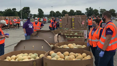 Hollywood Dayton employees volunteering at The Foodbank, Inc. in Dayton, OH