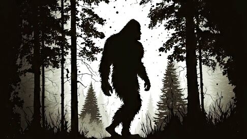 Sasquatch walking through woods.