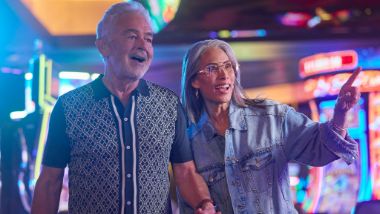 Older couple walking